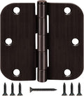 6 Pack Oil Rubbed Bronze Door Hinges 3.5" x 3 1/2 Inch Black Brushed Interior by TDCHINGES