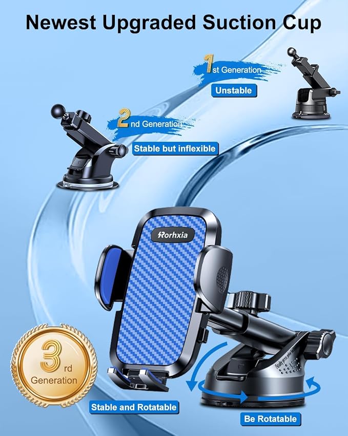 Blue 3-in-1 Phone Mount for Car Vent Dashboard Windshield Cell Phone Holder Car - Image 2