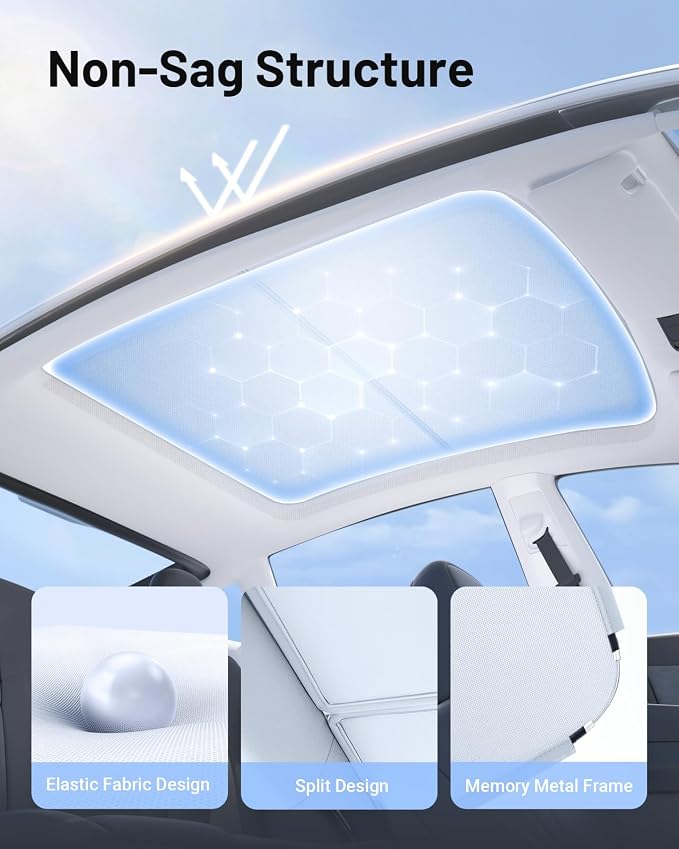Compatible for Tesla Model Y 3Pcs Sunshade Windshield & Roof, Portable Foldable - Image 5