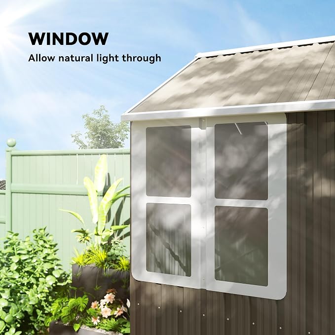 Outsunny 8' x 5.5' Outdoor Storage Shed, Metal Garden Shed - Image 4