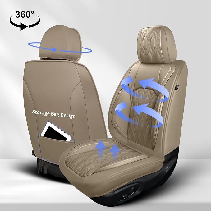 2 Front Car Seat Covers Fit for Toyota Camry 2012-2025: Faux Leather Automotive - Image 2