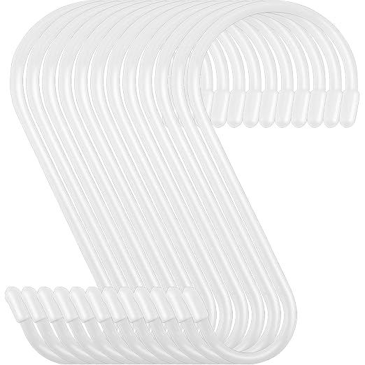 Nisoger 12 Pack 6 Inch White S Hook, Large Vinyl Coated S Hooks by Nisoger
