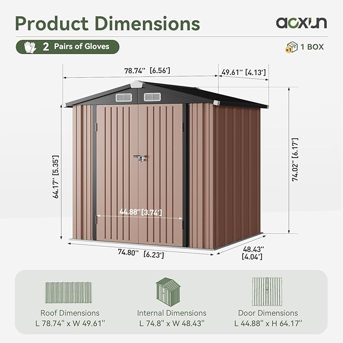 Aoxun 6.2x4 FT Shed Outdoor Storage Shed - Image 2