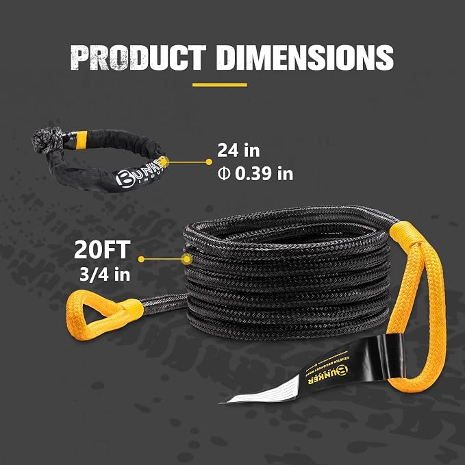 BUNKER INDUST 3/4in×20ft Kinetic Recovery Rope - Image 6