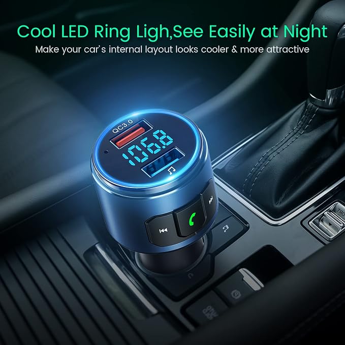 Upgraded FM Bluetooth Transmitter Car, QC3.0 Quick Charging & LED Backlit - Image 8