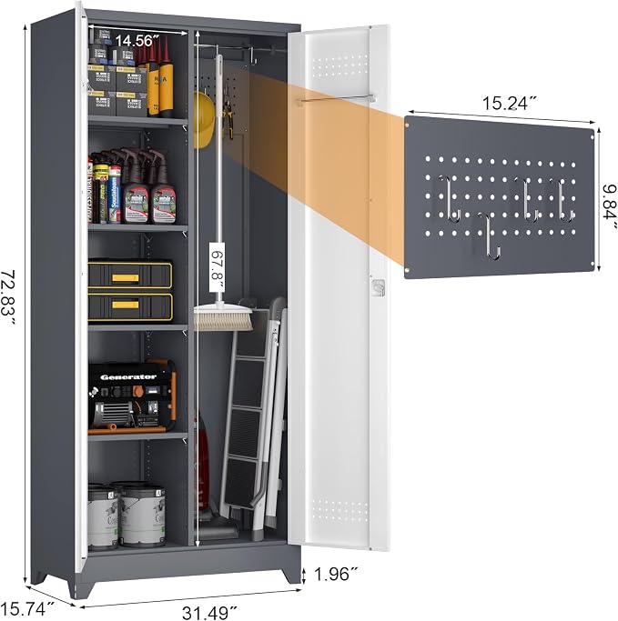 GREATMEET 72.8" H Metal Garage Storage Cabinets - Image 3