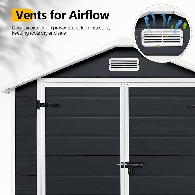 6*4.4 FT Resin Outdoor Storage Shed Plastic Shed - Image 5