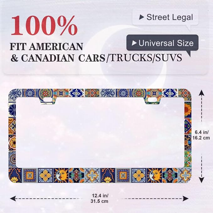 2Pack Mexican Tiles License Plate Frames Mandala Boho License Plate Frame Car - Image 5