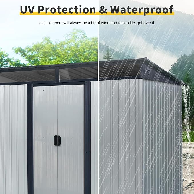 8x6 FT Outdoor Storage Shed, Metal Shed - Image 4