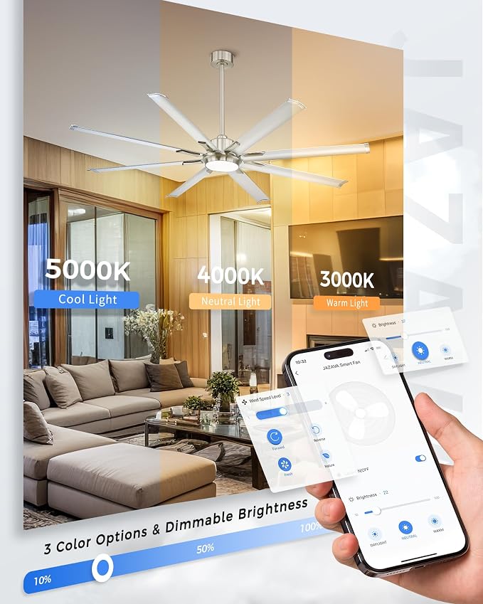 72 Inch Bruehed Nickel Ceiling Fan - Image 8