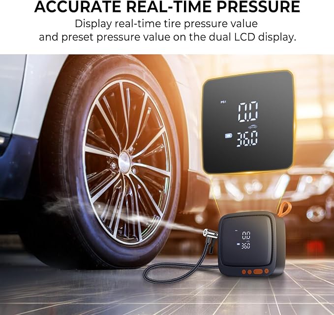 AP22 Tire Inflator Portable Air Compressor, 150 PSI Faster Inflation Cordless - Image 4