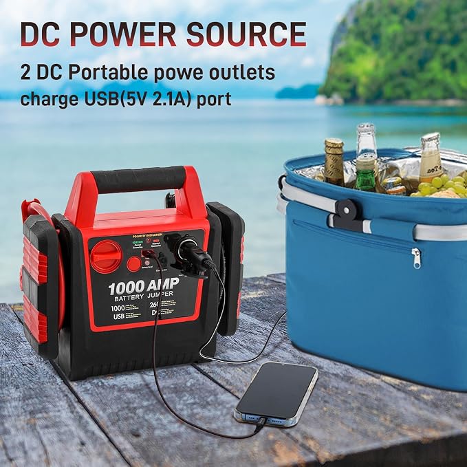 Car Battery Jump Starter with Air Compressor 1000Amp Portable Jump Starter - Image 5