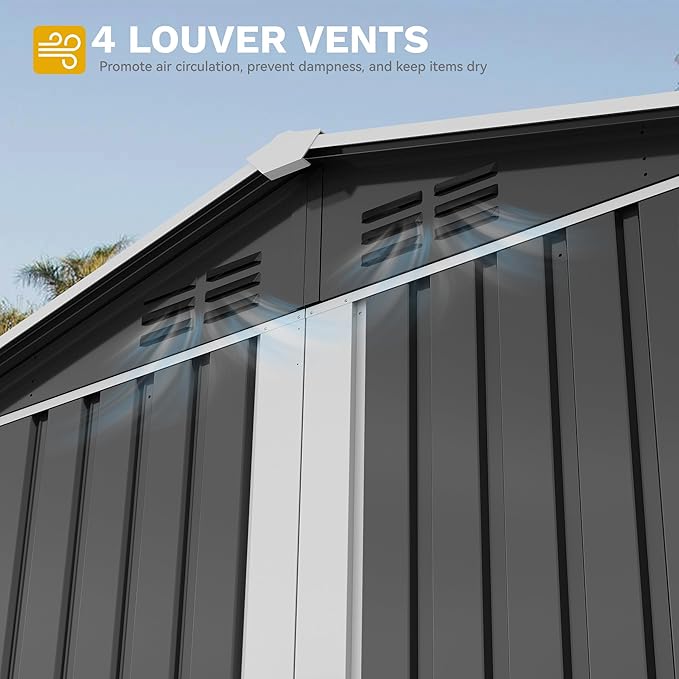 DWVO 6x4ft Metal Outdoor Storage Shed - Image 5