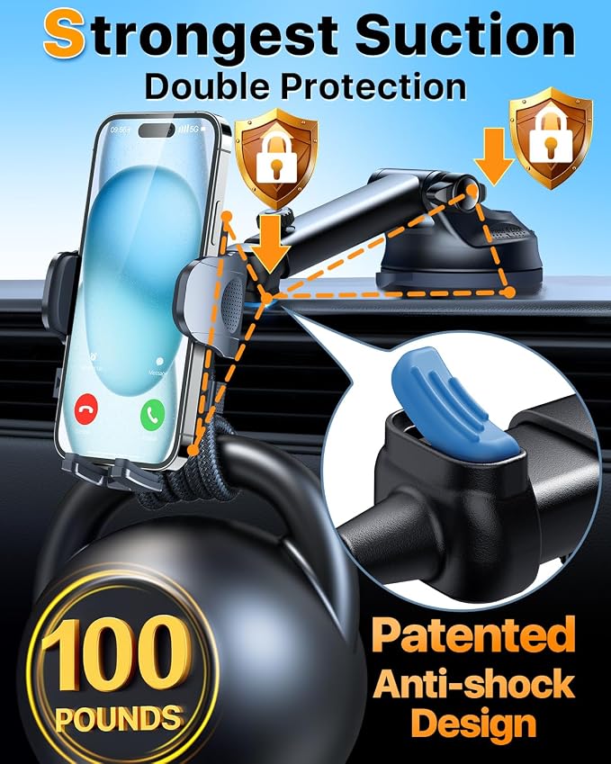 HTU 2025 Best Car Phone Holder 【Ultimate 5-in-1 & Upgraded 100+LBS Strongest - Image 4