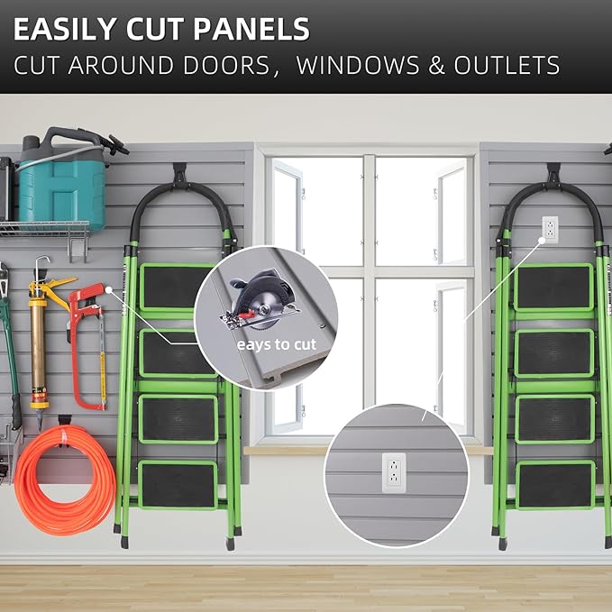 Slat Wall Paneling Garage Wall Organizer, PVC Gray Slatwall Panels 2 Pack 4'x8' - Image 4
