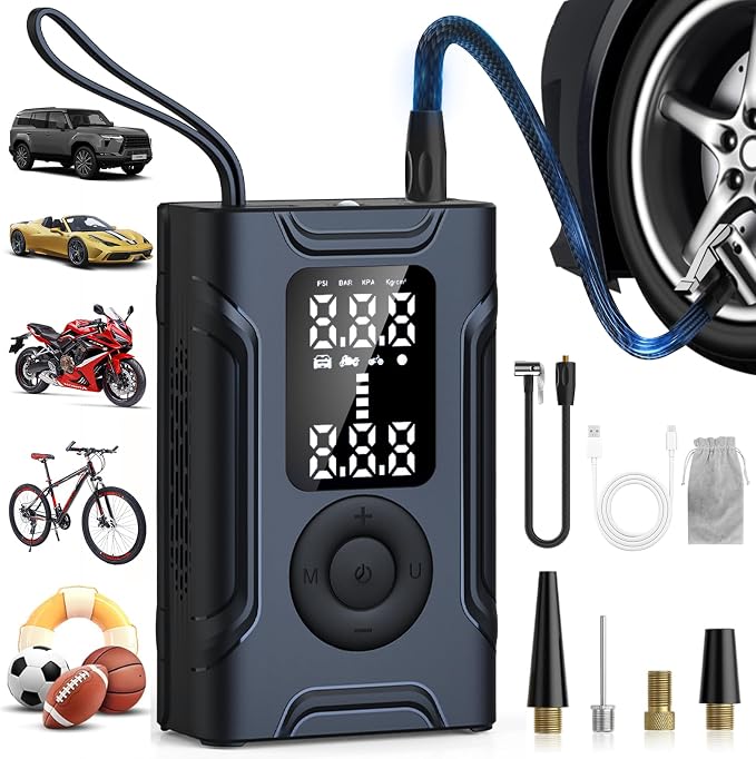 Tire Inflator Portable Air Compressor, Air Pump by KIMMOO