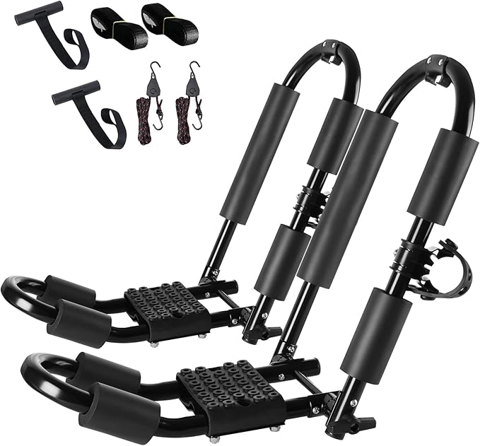 FORWODE Premium Kayak Roof Rack, 1 Pair J-Bar Roof Rack, Folding Adjustable Rack by FORWODE