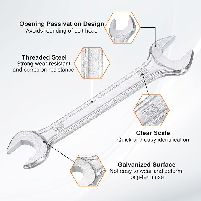HARFINGTON 5pcs Double Open End Wrench 12mm x 13mm Metric 15 Degree Offset - Image 4