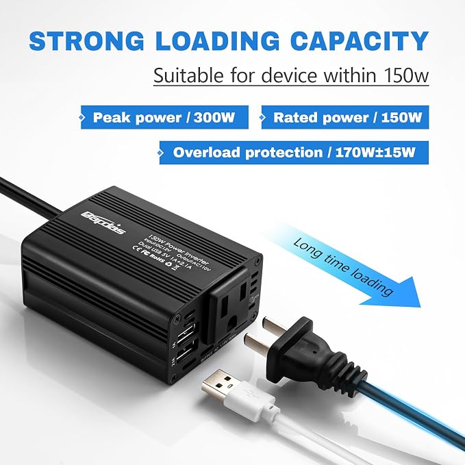 150W Car Power Inverter DC 12V to 110V AC Car Adapter - Image 3