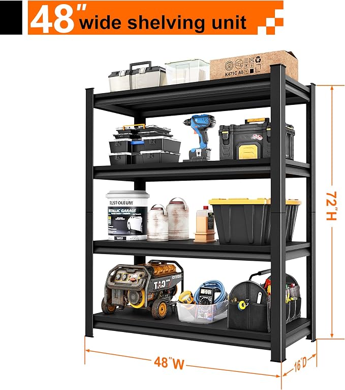 Garage Storage Shelves Heavy Duty, 48”W Garage Shelving and Storage Rack - Image 2