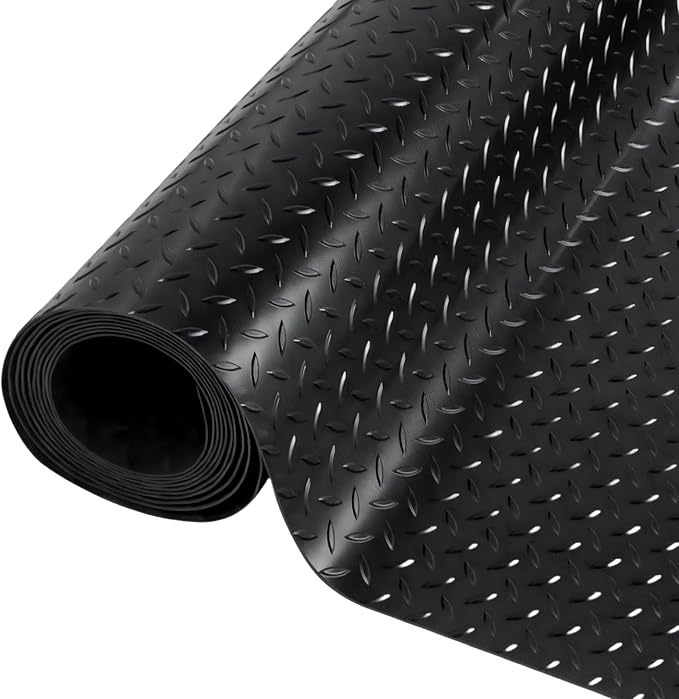 Nisorpa 16'5'' x 3'4'' Diamond Plate Flooring Roll, Rubber Garage Floor Mat by Nisorpa