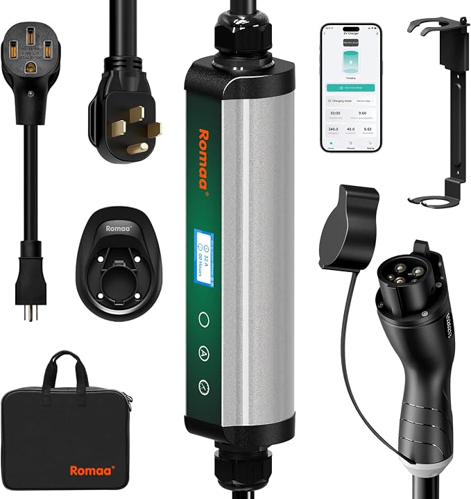 Level 2 EV Charger 40A EV Charger 240V 9.6kW Fast Charging, App Control by Romaa