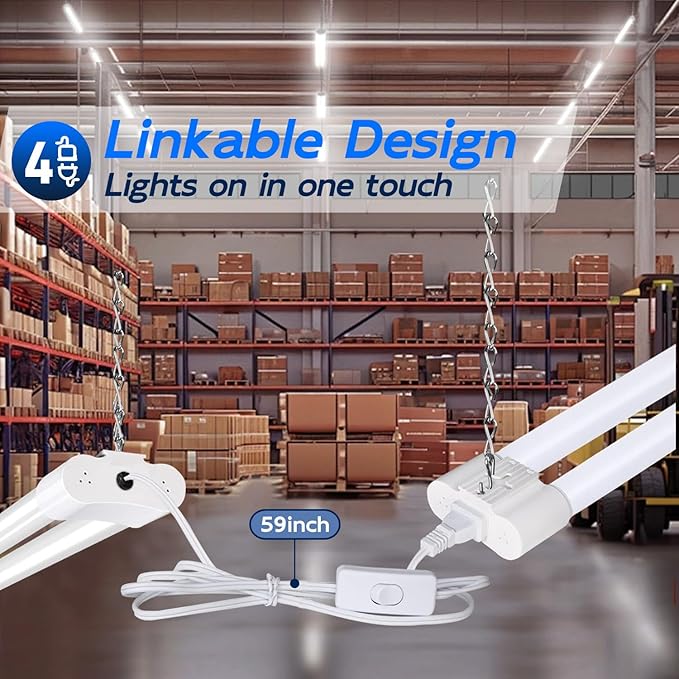 hykolity 4 Pack 4FT LED Shop Light Linkable, 5000K Utility Shop Lights - Image 4