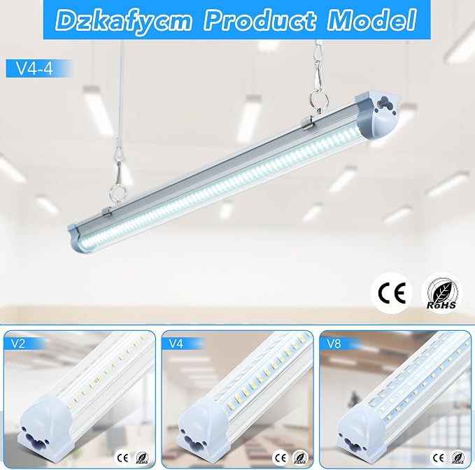 T8 LED Shop Lights 4FT, 4 Pack 60W 9600LM 6000K Daylight White, Linkable - Image 7