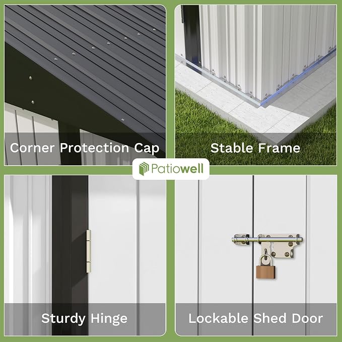 Patiowell Outdoor Storage Shed 8x6 FT, Garden Tool Storage Shed - Image 7