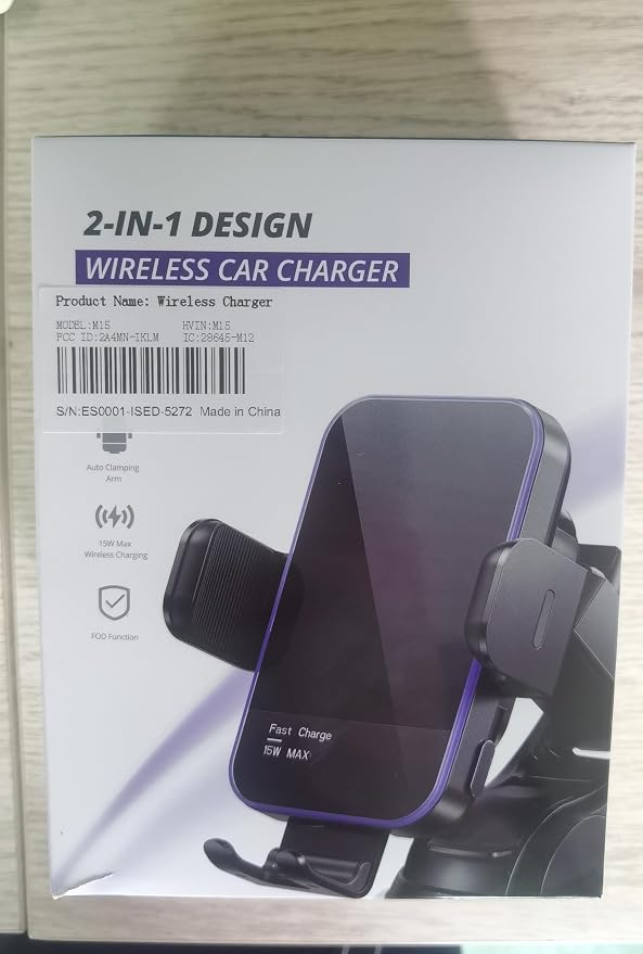 Wireless Car Charger, 【7 Colored LED Backlit】15W Auto Clamping Car Charger - Image 9