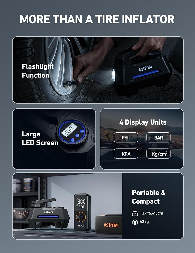 AstroAI Tire Inflator Portable Air Compressor Tire Air Pump - Image 7