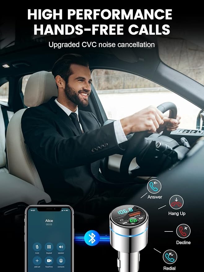 FM Transmitter for Bluetooth 5.3, PD 30W & QC3.0 18W Fast Car Charger, Wireless - Image 5