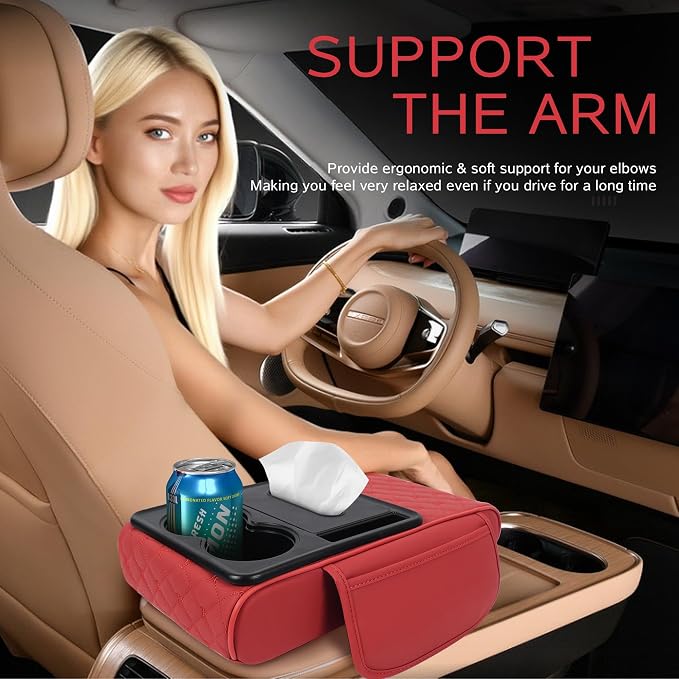 5 in 1 Car Armrest Storage Box for Center Console, Armrest Cushion Cover for Car - Image 6