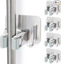 Stainless Steel Broom Holder, Self-Adhesive, 4 Gripper Positions, 4 Hooks by YUWANTING