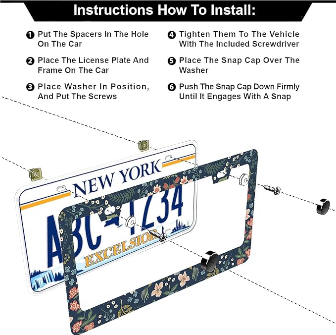 Colorful Floral Flowers License Plate Frames - Image 3