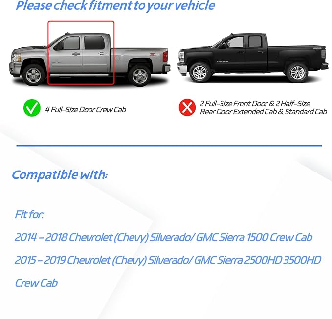 Rain Guards for 2014-2018 Chevrolet Silverado & GMC Sierra 1500 Crew Cab - Image 2