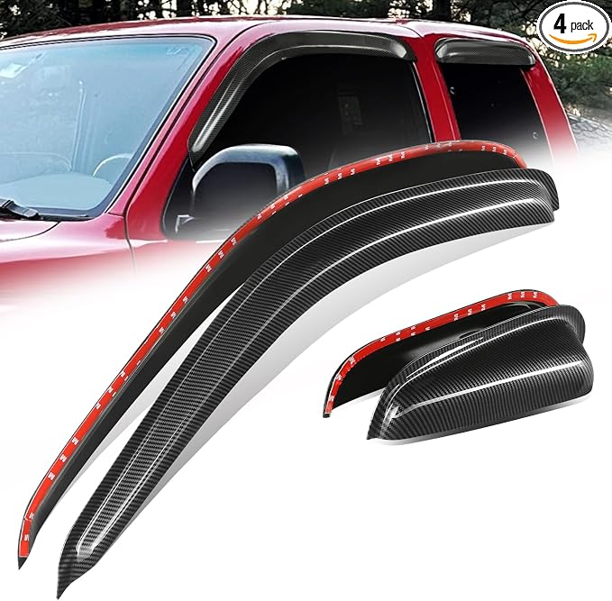 Auto Dynasty 4Pcs Carbon Fiber Pattern Window Visors Compatible by AutoDynasty
