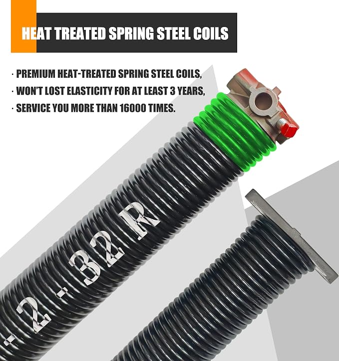 Garage Door Torsion Spring Set, Pair of 2" Electrophoresis Coated Garage Door - Image 2
