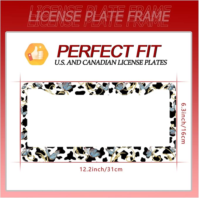 Personalise Cows and Butterfly License Plate Frames Cute Leopard License Plate - Image 6