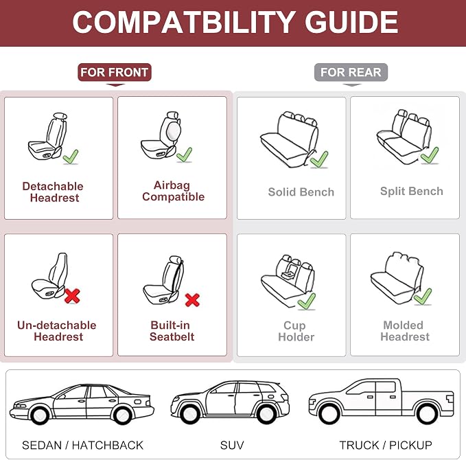 Car Seat Covers Full Set, Front and Rear Seat Covers - Image 8