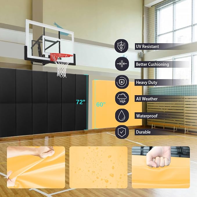 PROGOAL 60"/72" High Gym Wall Padding 2"/4" Thick Foam Basketball Court Wall - Image 4
