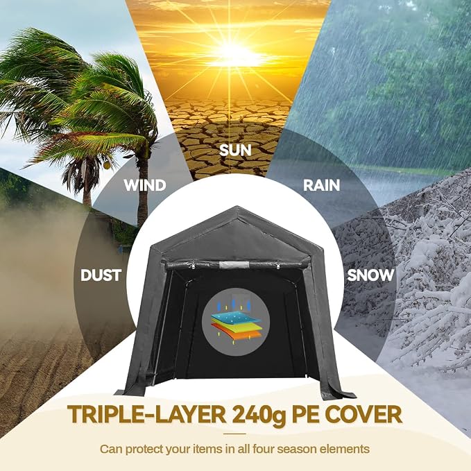 ADVANCE OUTDOOR 7x12 ft 2 Roll up Doors & Vents Outdoor Portable Storage - Image 3