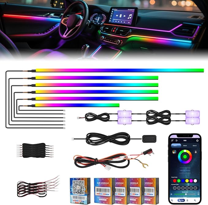 2025 Upgraded Dreamcolor Acrylic Interior Car LED Strip Light by AMKI