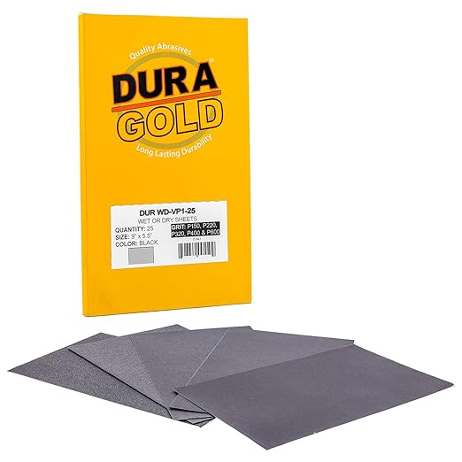 Dura-Gold Premium 5-1/2" x 9" Wet or Dry Sandpaper Sheets - Image 2
