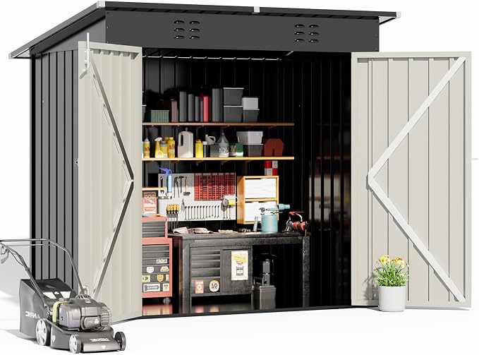 COMHOMA Shed Outdoor Storage Shed Metal, Lockable Doors Tool Sheds - Image 7