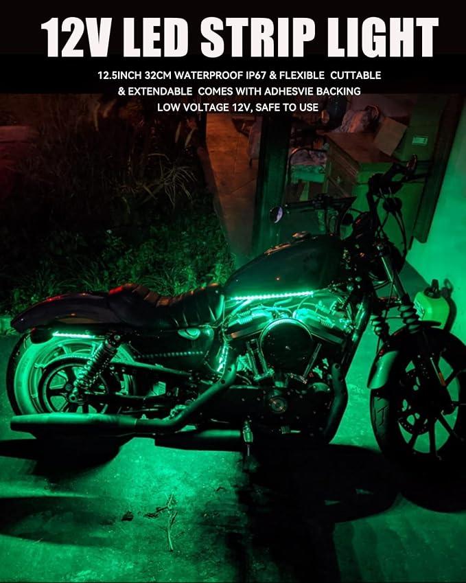 12V Led Light Strip 32CM Waterproof Green Led Strip Lights - Image 7