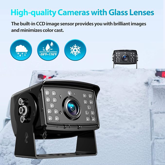 Fookoo Ⅱ 10" 1080P Wired Backup Camera System, 10-inch HD Dual Split Screen - Image 4