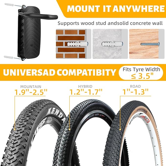 Bike Rack Wall Mount, Garage Wall Bike Rack, Vertical Bike Rack Holds Up to - Image 6