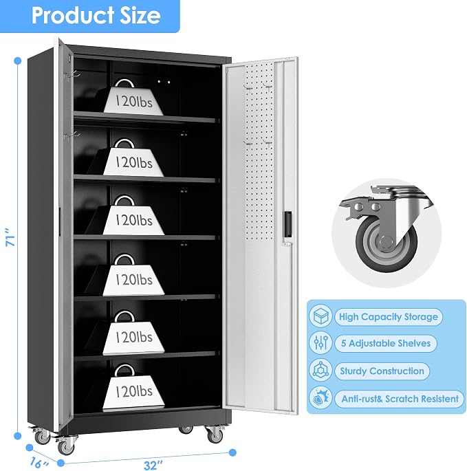 71"H×32"W×16"D Garage Storage Cabinet - Image 3