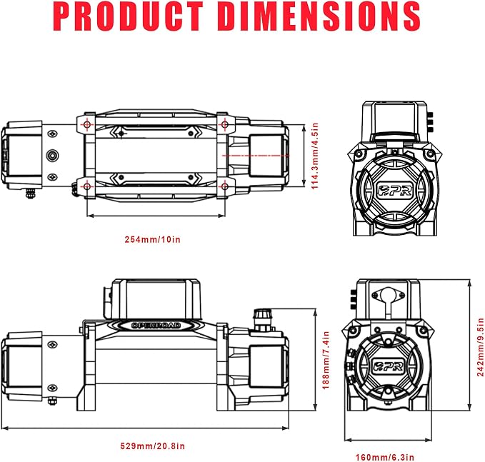 OPENROAD 10000 lb. Waterproof IP68 Electric Winch, 12V Electric Truck Winch - Image 4